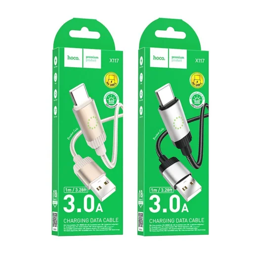 Kábel USB A - USB C Hoco 3A 1 m X117 fekete - 6