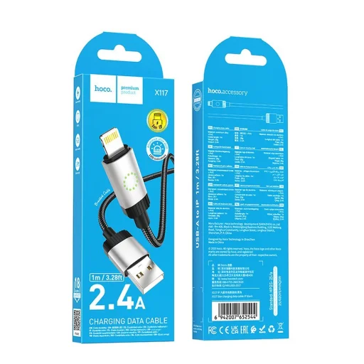 Hoco 2,4A 1 m USB A-hoz Lightning kábel fekete - 4