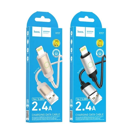 Hoco 2,4A 1 m USB A-hoz Lightning kábel fekete - 5