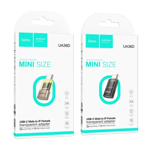 Adapter USB C - Lightning Hoco UA36D átlátszó arany - 6