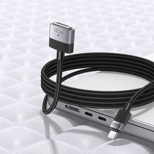 Kábel USB C - Mag3 Hoco 5A 140W mágneses 1,8 m U141 fekete Macbookhoz - 4