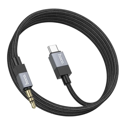 AUX Jack 3,5 mm (férfi) - USB C (férfi) kábel Hoco 1 m UPA32B fekete DAC - 3