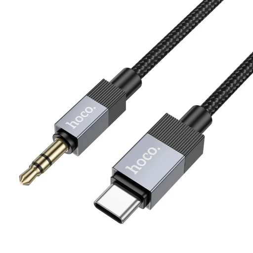 AUX Jack 3,5 mm (férfi) - USB C (férfi) kábel Hoco 1 m UPA32B fekete DAC - 1