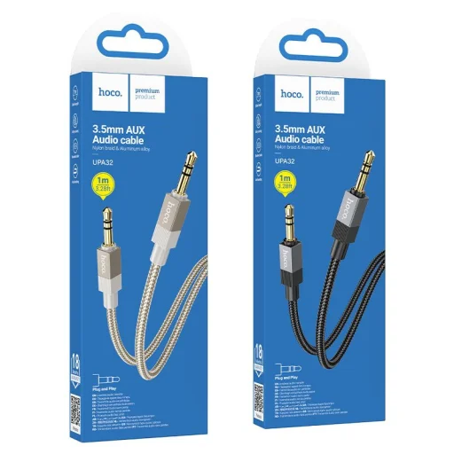 AUX Jack 3,5 mm (férfi) - Jack 3,5 mm (férfi) Hoco 1 m UPA32 fekete - 6
