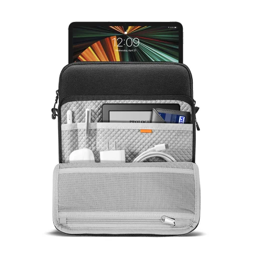 Tomtoc - Tablet Válltáska (B03A1D1) - Üzleti kellékek tárolására alkalmas rendezett térrel, 360 fokos védelem, 10,9″ - Fekete - 3