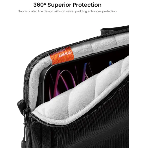 Tomtoc - Tablet Válltáska (B30B1D1) - Üzleti Kellékek Rendezett Tárolásával, 360 Védelem, 12,9″ - Fekete - 13