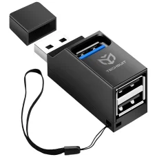 Techsuit - Mini Dokkoló Állomás EchoLink 3 az 1-ben (H11) - USB-ről 2x USB 2.0-ra, 1x USB 3.0-ra - Fekete