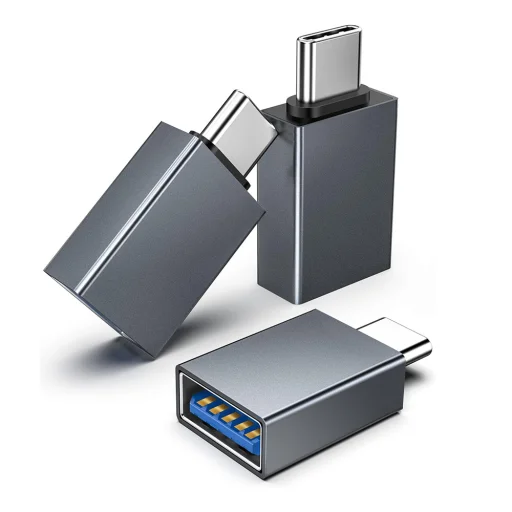 Techsuit - Prémium OTG Adapter SlateVolt (A8) - USB 3.0-ról Type-C-re, 5Gbps, 3A, Alumínium ötvözet, Gyors adatátvitel - Szürke. - 2
