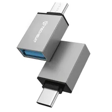 Techsuit - OTG Adapterek TriVoltX (A13) - 2x USB Type-C / Micro-USB, 3A, Plug&Play, Gyors Átvitel, Kamerához/MP3-hoz - Fekete.