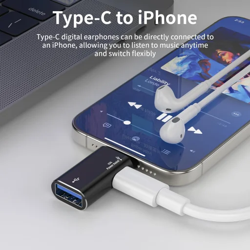 Techsuit - Prémium OTG Adapter AluVoltX (A18) - USB Lightning csatlakozóhoz, Plug and Play, Alumínium ötvözet, Gyors adatátvitel - Fekete - 5