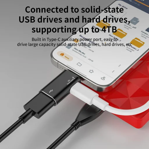 Techsuit - Prémium OTG Adapter AluVoltX (A18) - USB Lightning csatlakozóhoz, Plug and Play, Alumínium ötvözet, Gyors adatátvitel - Fekete - 7