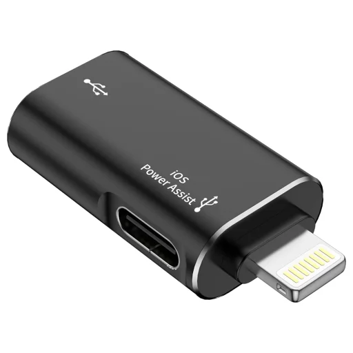 Techsuit - Prémium OTG Adapter AluVoltX (A18) - USB Lightning csatlakozóhoz, Plug and Play, Alumínium ötvözet, Gyors adatátvitel - Fekete - 2