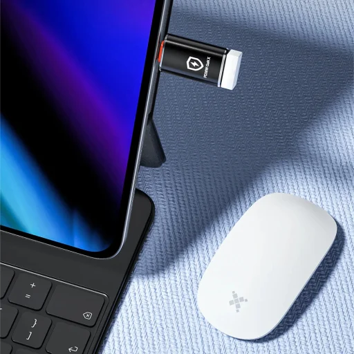 Techsuit - OTG Adapter HyperPort (A6) - USB3.0-ról Lightning-re, PD30W, 5Gbps, GaN, átalakító iPhone-hoz - Fekete / Narancssárga. - 5