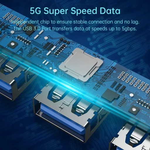 Techsuit - DataBridge 4 az 1-ben dokkolóállomás (H8) - USB, Type-C csatlakozóból USB 3.0, 3x USB 2.0 - Szürke. - 5