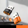 Telefonhoz való OTG Adapter - Techsuit HyperPort (A7) - Type-C Női csatlakozó USB3.0 Férfi csatlakozóra, 5Gbps, 10A Átalakító - Fekete / Narancssárga. thumbnail