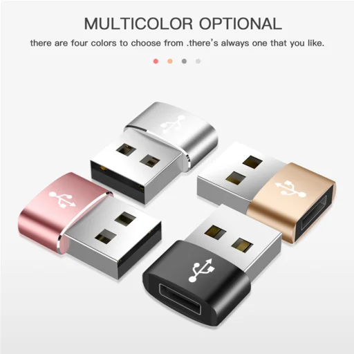 Techsuit - Adapter - Type-C-ről USB-re, 3A - Fekete - 7