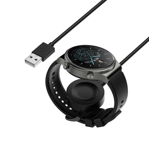 Techsuit - USB-s Vezeték nélküli töltőkábel Huawei Watch 4/4 Pro/Honor 4 Pro órákhoz, asztali tartóval, 10W - Fekete. - 4