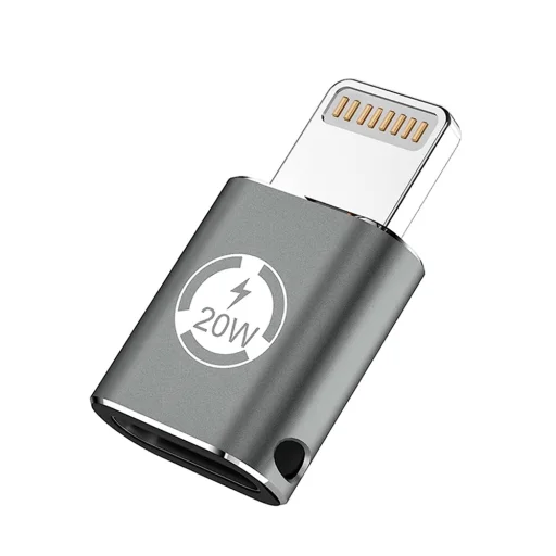 Techsuit - Premium OTG Adapter TitanCoreX (A11) - USB Type-C a Lightning csatlakozóhoz, 3A, alumínium ötvözet, csatlakoztasd és használd, gyors átvitel - Szürke. - 3