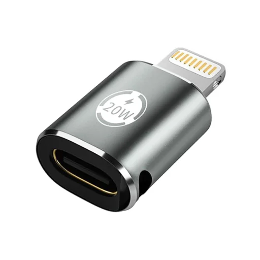 Techsuit - Premium OTG Adapter TitanCoreX (A11) - USB Type-C a Lightning csatlakozóhoz, 3A, alumínium ötvözet, csatlakoztasd és használd, gyors átvitel - Szürke. - 4
