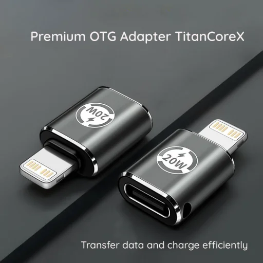 Techsuit - Premium OTG Adapter TitanCoreX (A11) - USB Type-C a Lightning csatlakozóhoz, 3A, alumínium ötvözet, csatlakoztasd és használd, gyors átvitel - Szürke. - 5