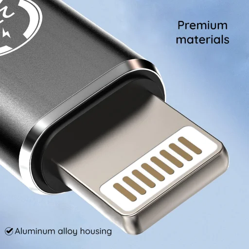 Techsuit - Premium OTG Adapter TitanCoreX (A11) - USB Type-C a Lightning csatlakozóhoz, 3A, alumínium ötvözet, csatlakoztasd és használd, gyors átvitel - Szürke. - 6