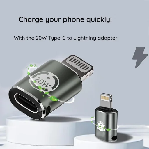 Techsuit - Premium OTG Adapter TitanCoreX (A11) - USB Type-C a Lightning csatlakozóhoz, 3A, alumínium ötvözet, csatlakoztasd és használd, gyors átvitel - Szürke. - 7