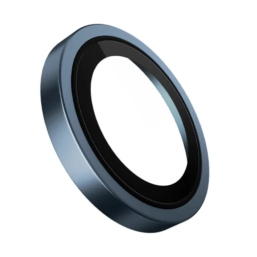 Blueo - Eredeti Fém Keretes Lencsevédő (3 darab) - iPhone 15 Pro - Kék üvegfólia - 2