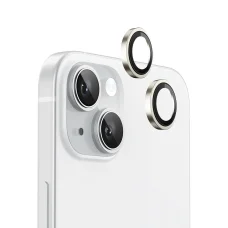 Blueo - Eredeti Fém Keretes Lencsevédő (2 darab) - iPhone 15 / iPhone 15 Plus - Sárga üvegfólia