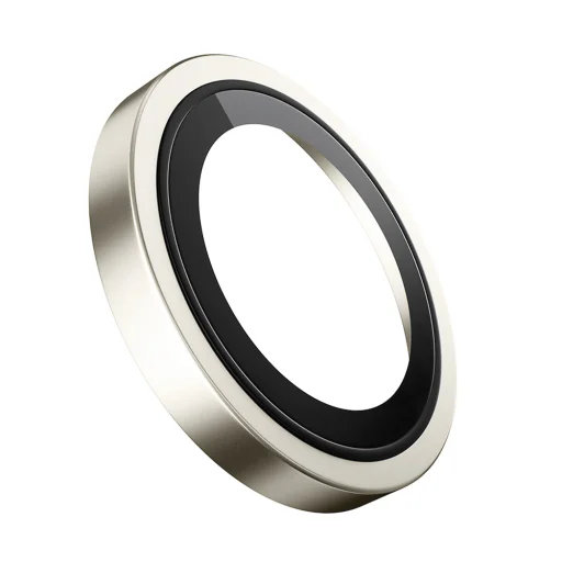 Blueo - Eredeti Fém Keretes Lencsevédő (2 darab) - iPhone 15 / iPhone 15 Plus - Sárga üvegfólia - 2