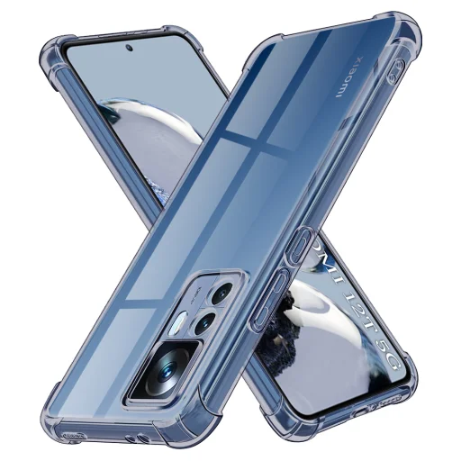 Xiaomi 12T / 12T Pro - Techsuit ütésálló átlátszó szilikon tok - Fekete füst színben. - 1