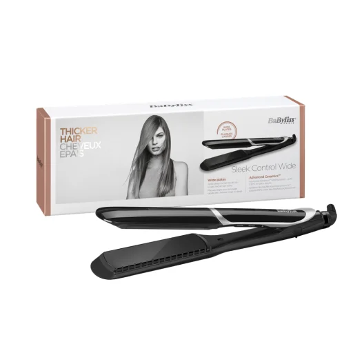 BaByliss ST397E Sleek Control Wide tourmalin-kerámialapos hajvasaló, fekete-ezüst - 6