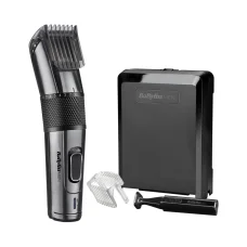 BaByliss E978E Carbon Titanium vezeték/vezeték nélküli hajvágó + trimmer, fémes-sötétszürke