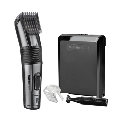 BaByliss E978E Carbon Titanium vezeték/vezeték nélküli hajvágó + trimmer, fémes-sötétszürke - 1