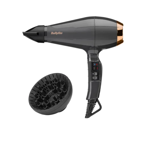 BaByliss 6719DE Air Pro Ionos hajszárító, AC motor, 2200W, fekete-sötétarany - 2