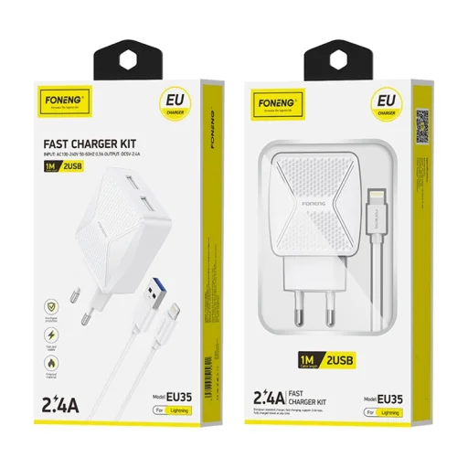 Foneng EU50 GaN, 35W 2x USB-C Type-C Lightning-ra töltő (fehér) - 6