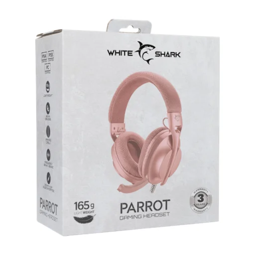 HDP White Shark GH-2440P PARROT gamer fejhallgató mikrofonnal - rózsaszín - 8