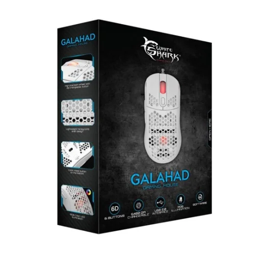 Mouse White Shark GM-5007W Galahad gamer egér - fehér - 4