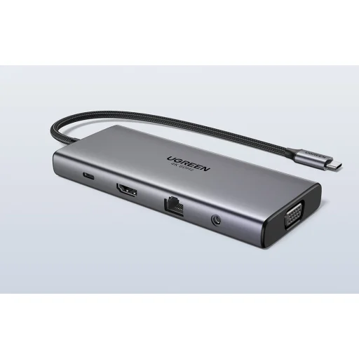 Ugreen CM639 USB-C hub, HDMI, VGA, 2x USB-C 3.2 10 Gbps, 2x USB, SD/TF, RJ45, AUX 3.5 mm, PD, 4K 60 Hz - 4