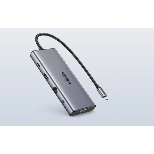 Ugreen CM639 USB-C hub, HDMI, VGA, 2x USB-C 3.2 10 Gbps, 2x USB, SD/TF, RJ45, AUX 3.5 mm, PD, 4K 60 Hz - 5