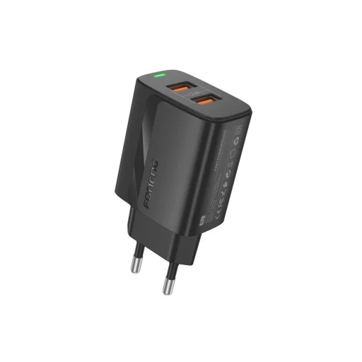 FONENG fali töltő EU63 2.4A 12W 2xUSB fekete - 2