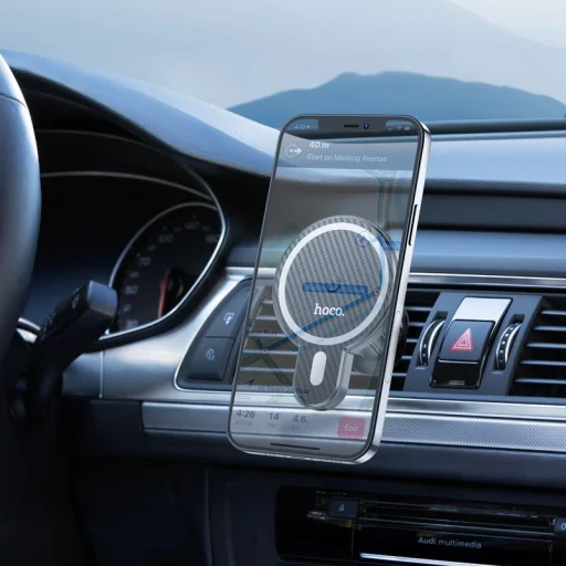 Vezeték nélküli autós töltő Hoco CA85, 15W, 1.67A, Fekete - 4