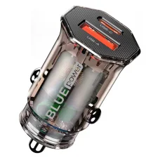 Autós töltő Blue Power BCC50, 33W, 3A, 1 x USB-A - 1 x USB-C, USB-C kábellel, Fekete