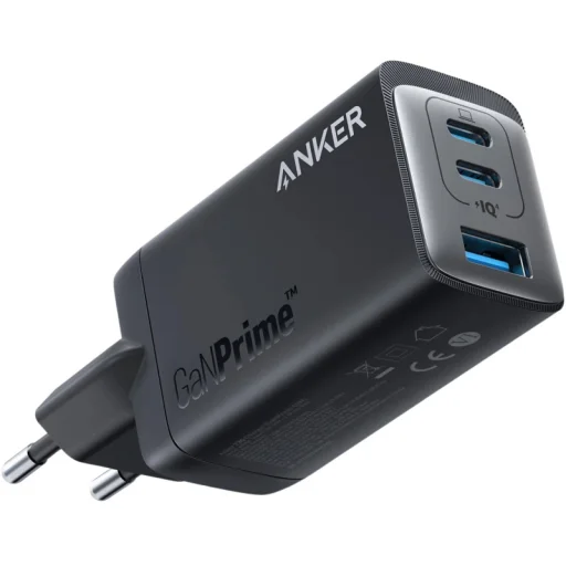 Fali töltő Anker 735 GaNPrime III, 65W, 3A, 1 x USB-A - 2 x USB-C, Fekete A2668311 - 1