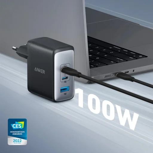 Anker 736 Nano II fali töltő 100W, 3A, 1 x USB-A - 2 x USB-C, Fekete A2145G11 - 3