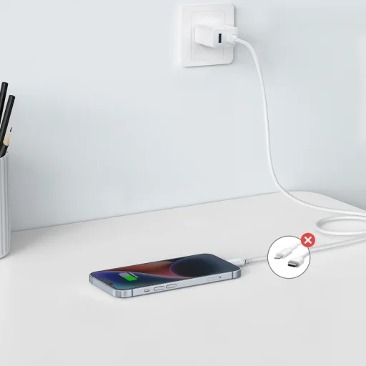 Fali Töltő Anker 312, 20W, 3A, 1 x USB-A - 1 x USB-C, Fehér A2348G21 - 2