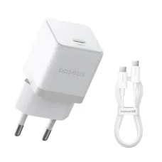 Baseus Palm, 20W, 3A, 1 x USB-C, USB-C kábellel, Fehér Hálózati USB-C töltő adapter