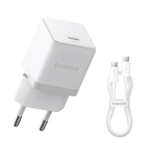 Baseus Palm, 20W, 3A, 1 x USB-C, USB-C kábellel, Fehér Hálózati USB-C töltő adapter - 1