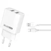 Blue Power BPCE02M hálózati töltő, 10.5W, 2.1A, 2 x USB-A, microUSB kábellel, fehér