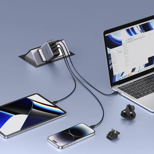 Fali töltő Ugreen CD296, 65W, 5A, 1 x USB-A - 2 x USB-C, Szürke - 4