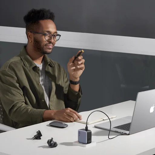 Fali töltő Ugreen CD296, 65W, 5A, 1 x USB-A - 2 x USB-C, Szürke - 5